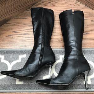 Chanel black leather boots